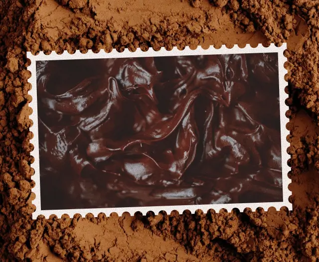 Close-up of rich cocoa mass being prepared